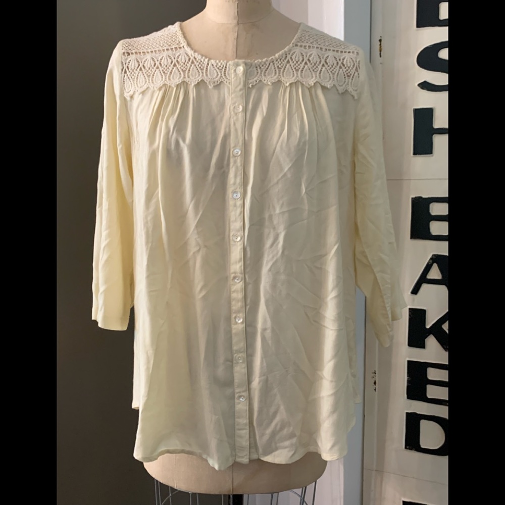 April Cornell Ivory/Cream Lace Tunic Top sz Small